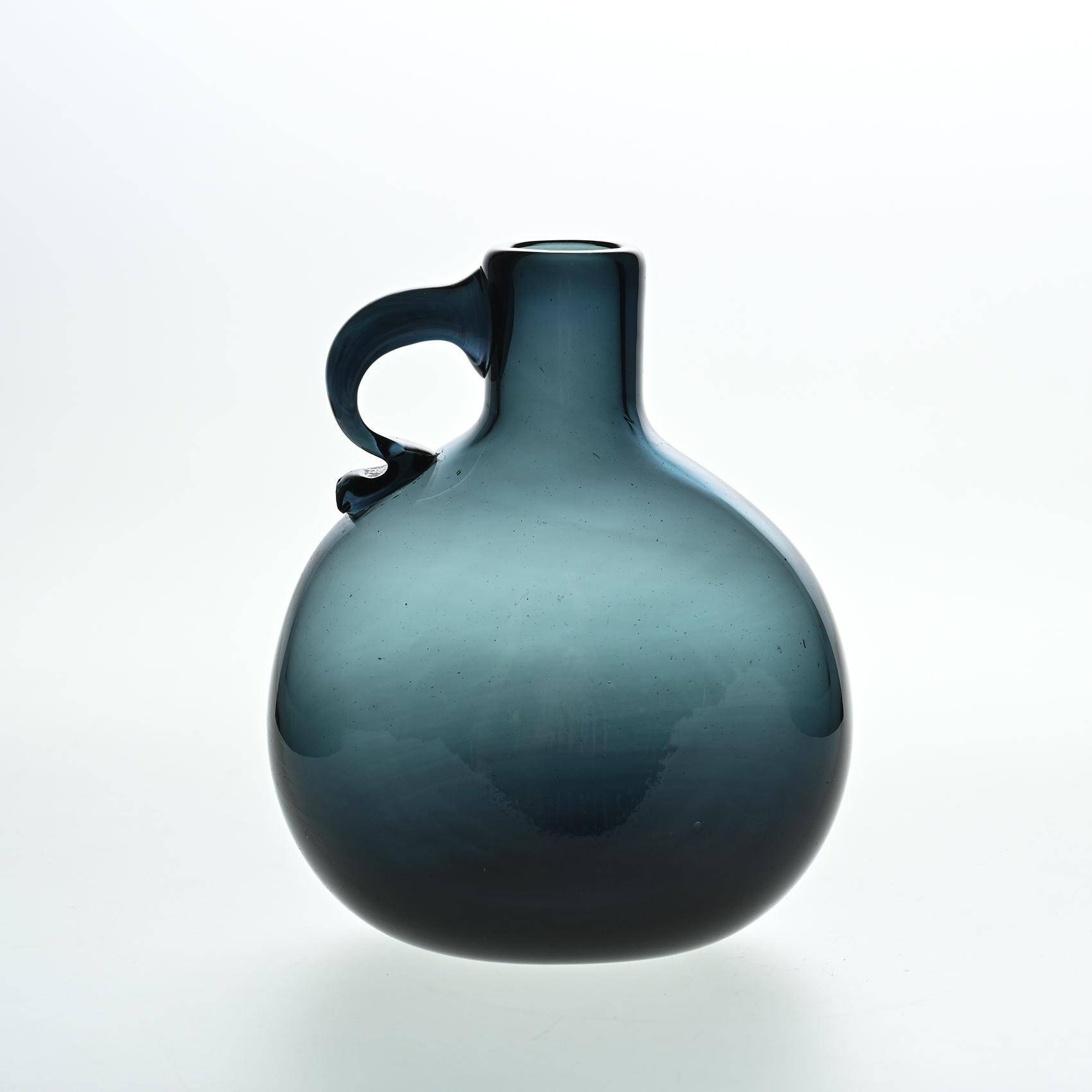 Deep blue blown glass jug by Claude Morin, Dieulefit circa 1970