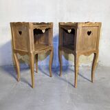 Pair of Louis XV style tables in solid oak, 1960