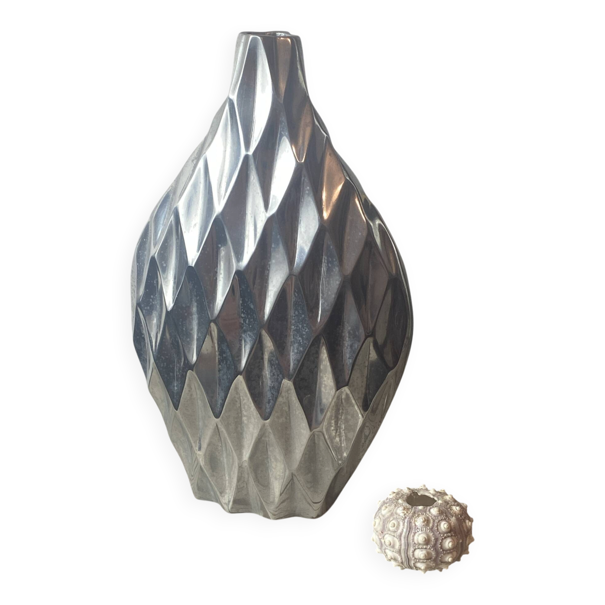 Brushed aluminium vase