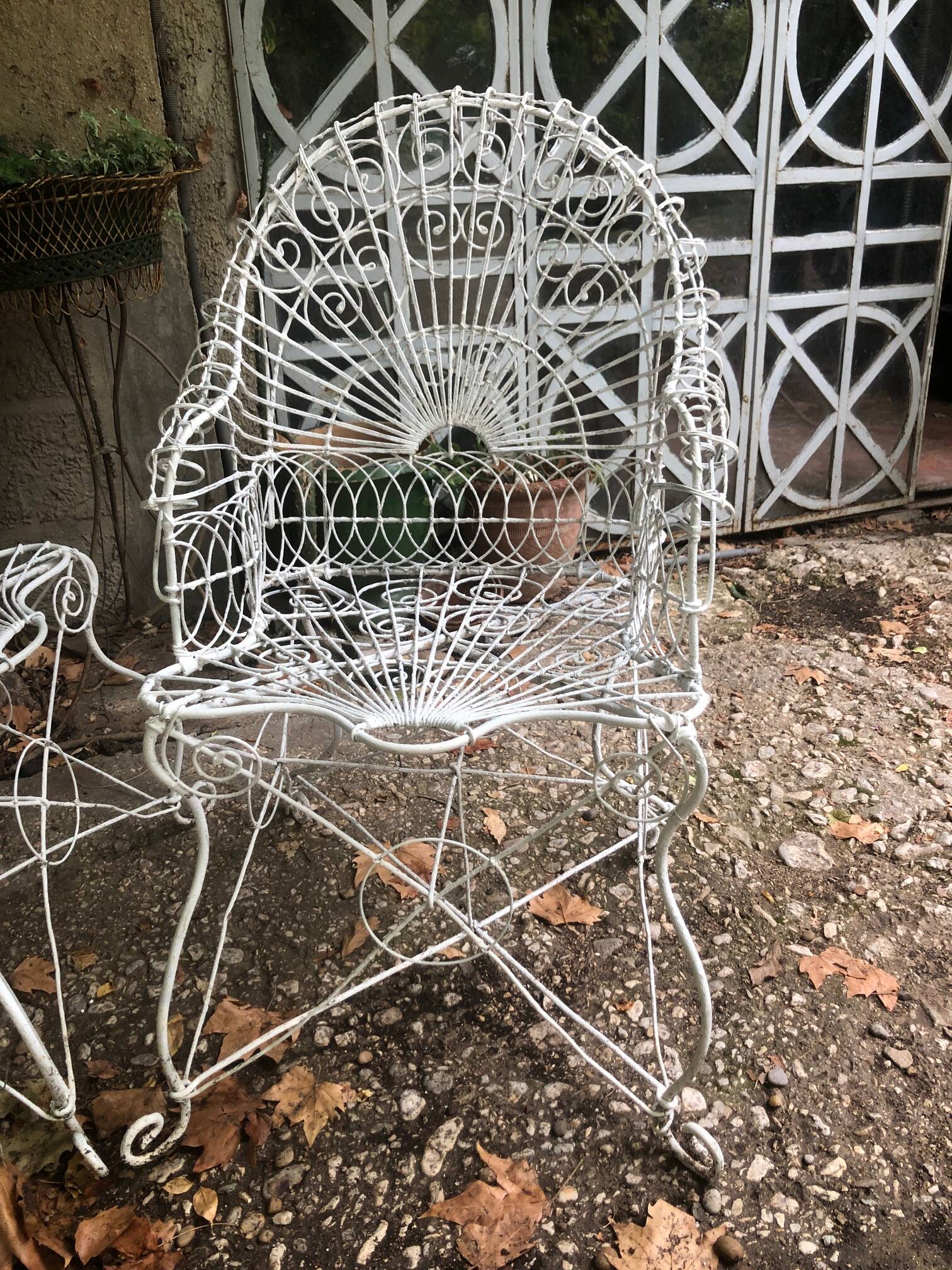 Pair of English garden armchairs