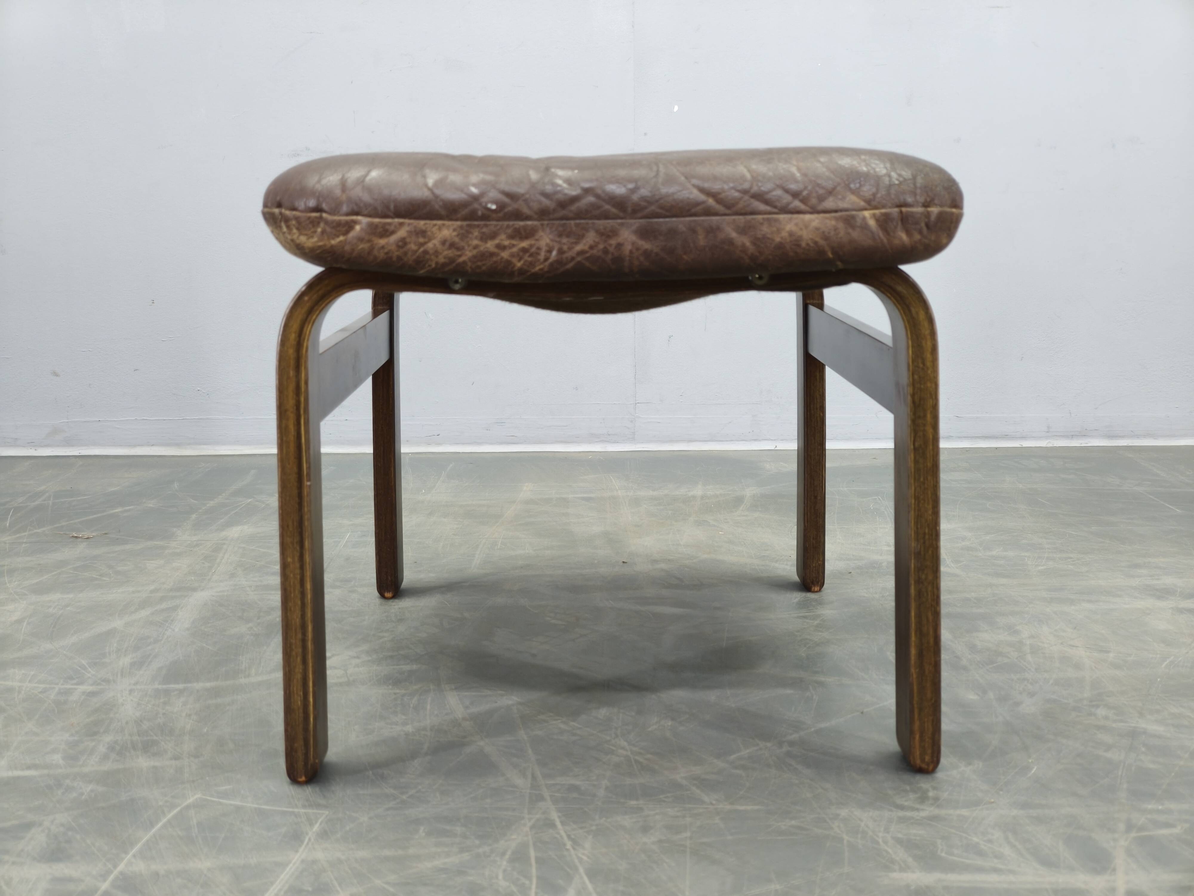 Leather Ottoman by Ingmar Relling for Westnofa, Norway, 1960s