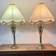 Paire de lampes de table vintage en laiton de style Art Nouveau