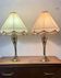 Paire de lampes de table vintage en laiton de style Art Nouveau