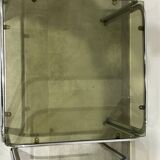 Nest of tables in chrome and smoked glass, set of 2.