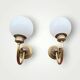 Pair of Napoleon III style brass and opaline wall lights