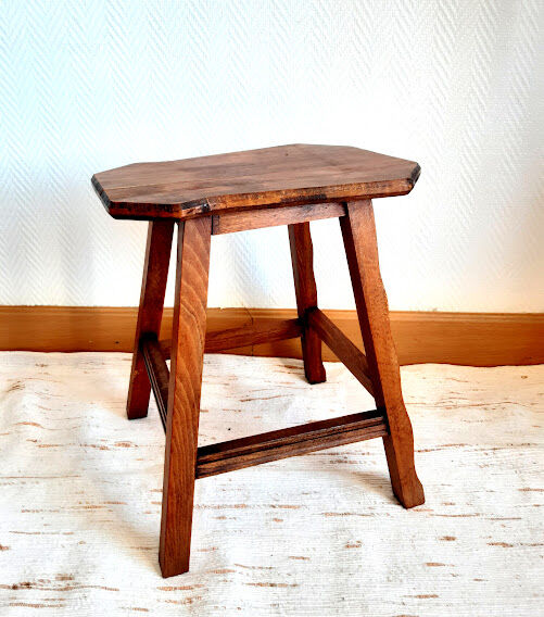 Brutalist wooden stool 1950