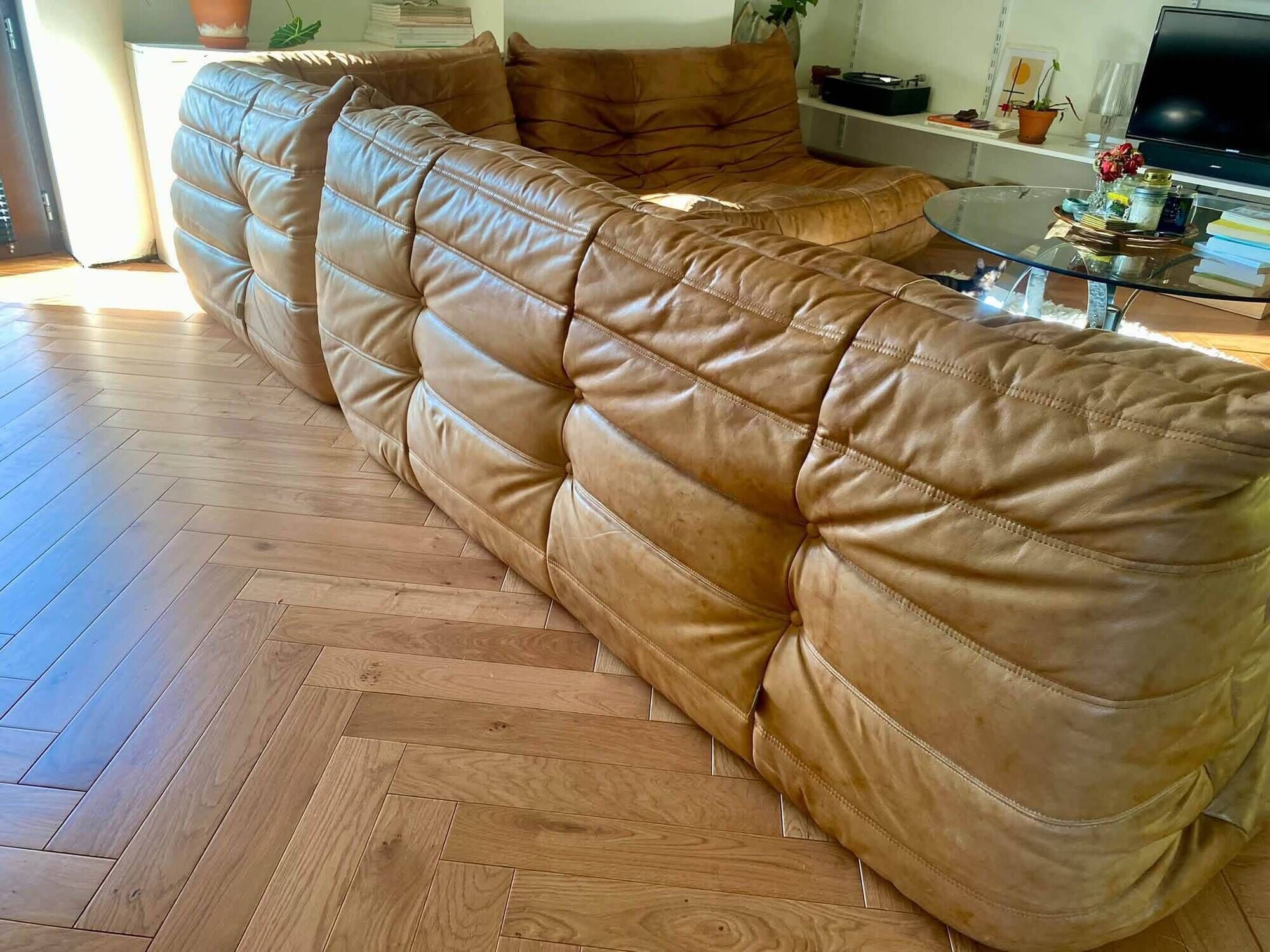 Authentic Togo sofa - cognac leather