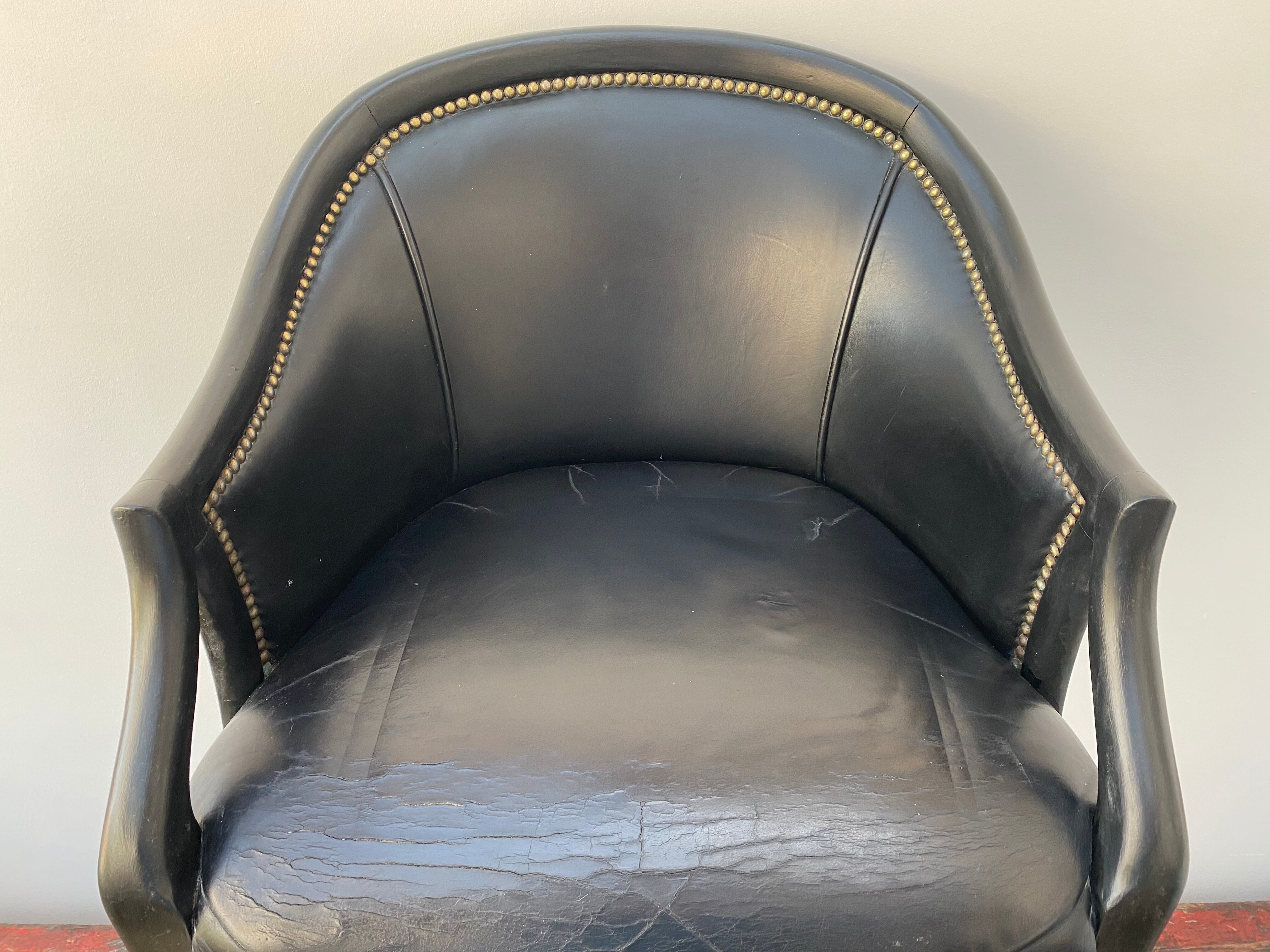 Tall black leather bar chair
