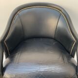 Tall black leather bar chair