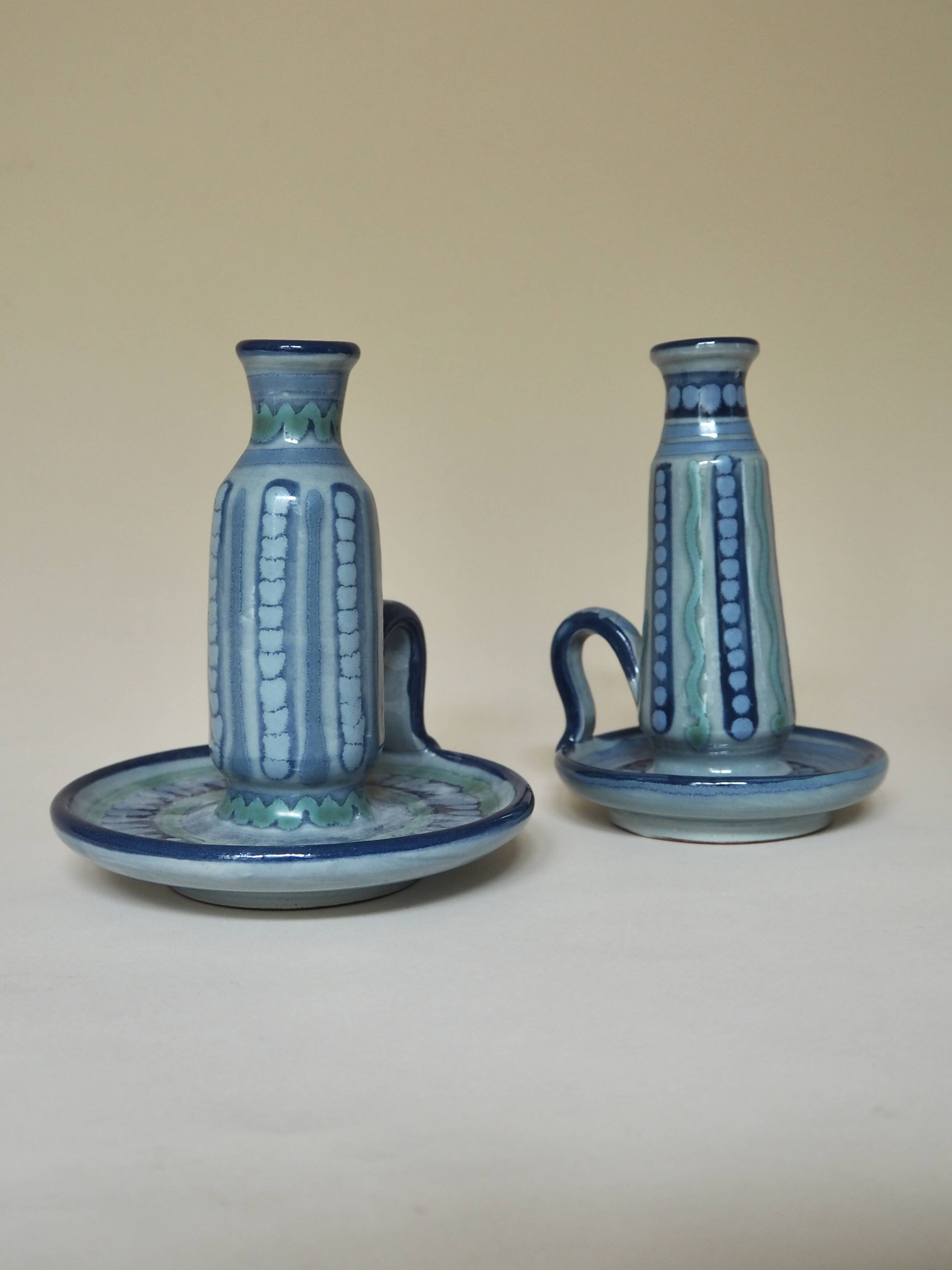 Pair of glazed ceramic candle holders Vilà Clara