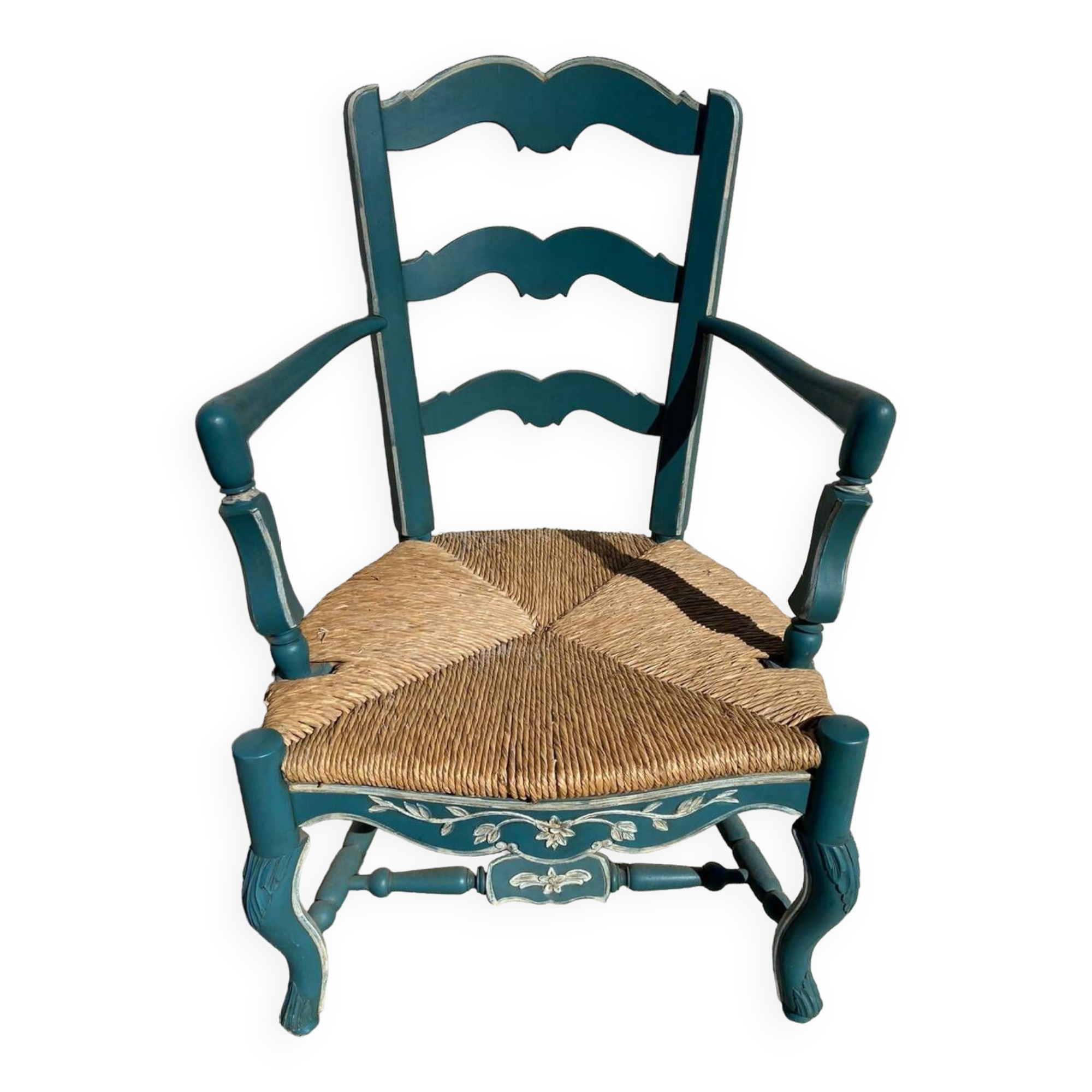 Provencal style straw armchair