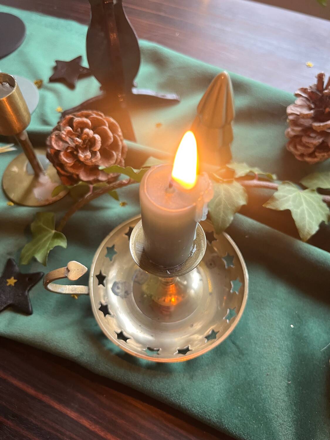 Brass cellar rat candlestick