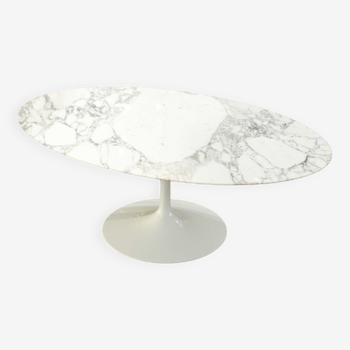 Eero Saarinen & Knoll International, oval "tulip" coffee table, arabescato marble