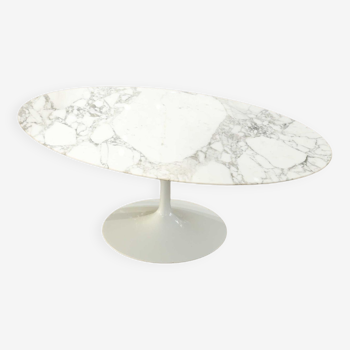 Table basse ovale "tulipe » marbre arabescato Eero Saarinen & Knoll International