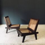 Low Modernist Folding Chairs by Pierre Jeanneret for Chandigarh, India, 1960s, Set of 2