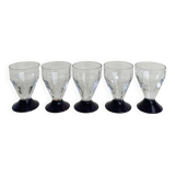 6 Faceted Aubergine Stemmed Glasses