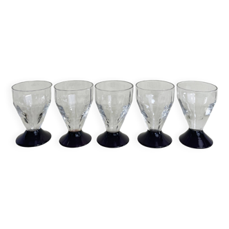 6 Faceted Aubergine Stemmed Glasses