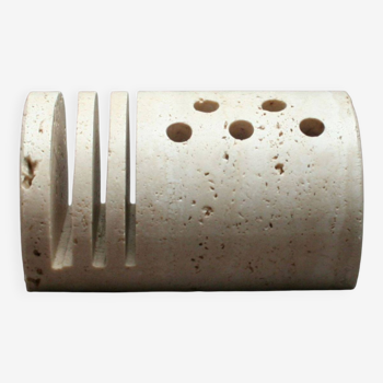 Mail & pen holder in travertine 1970, Vintage Italian design desk accessory from the 70s