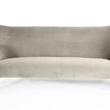 Canapé 3 places en velours d'origine, vieux de plusieurs années 60, gris