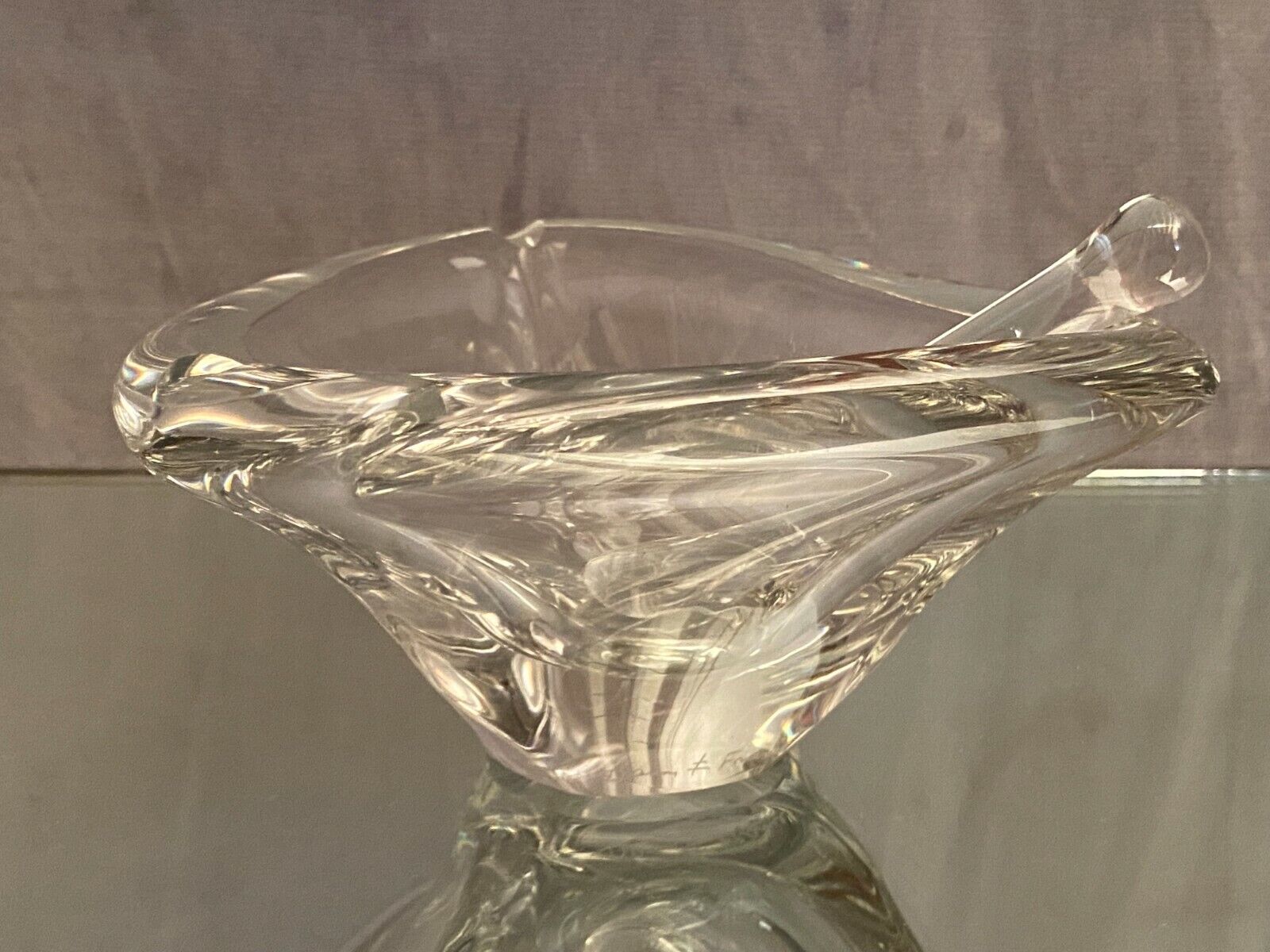 Mortar with crystal pestle signed daum