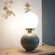 Lampe céramique mouchetée & opaline