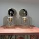 Pair of smoked glass wall lights
