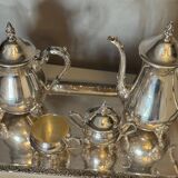 Silver-plated tea and coffee service with tray