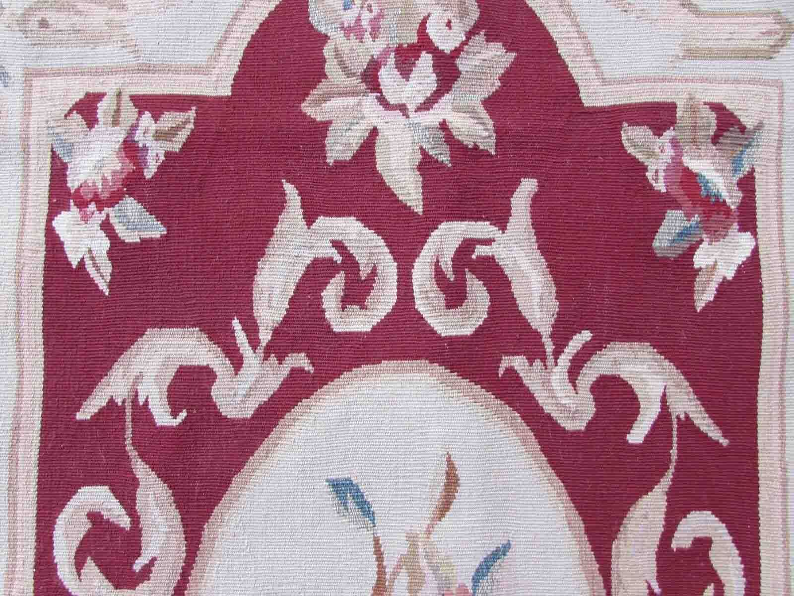 Vintage French carpet Aubusson handmade 79cm x 145cm 1970s