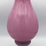 Vintage vase in pink opaline on white foot 36.8 cm