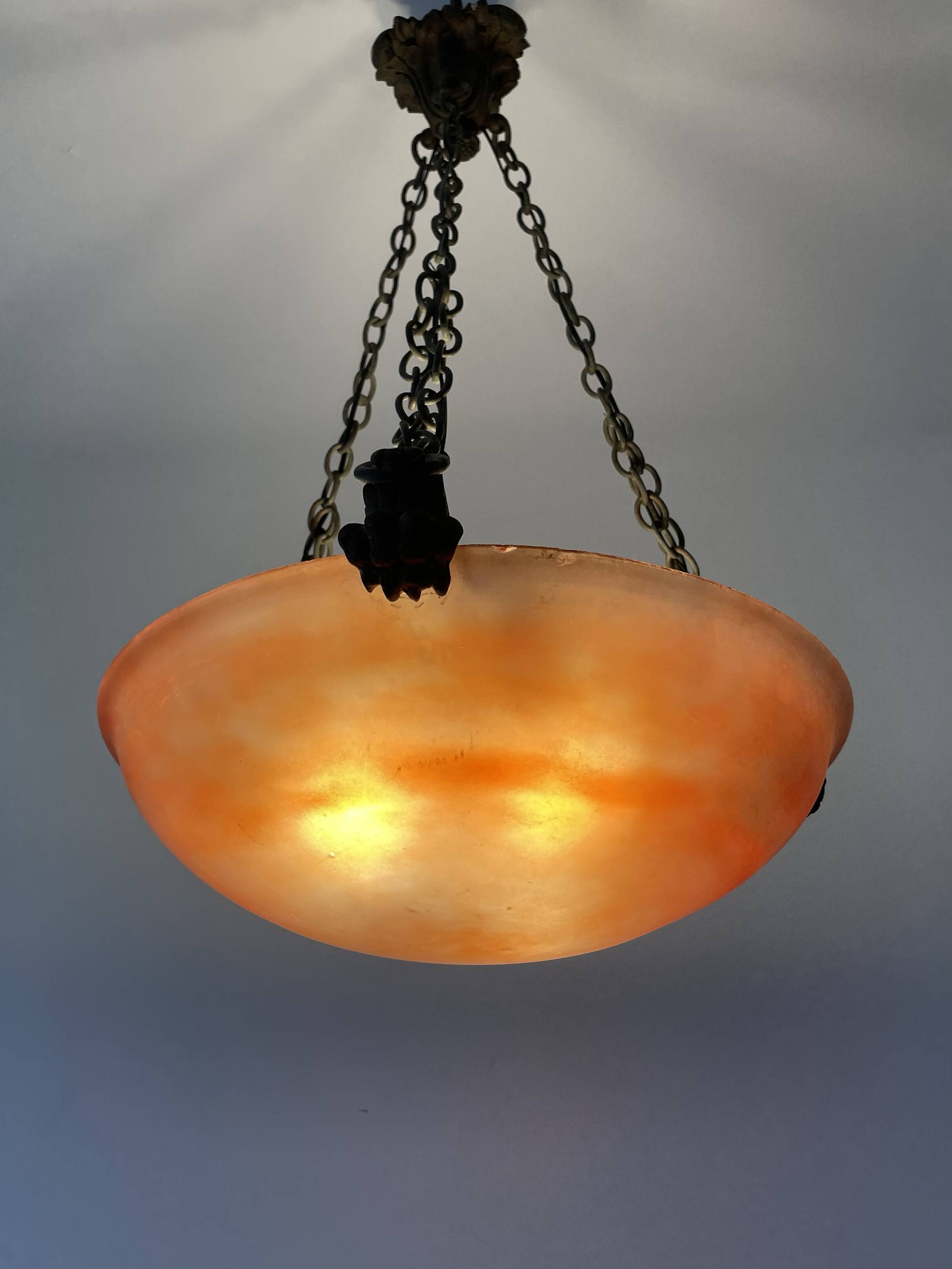 Art Deco pendant light in marbled glass