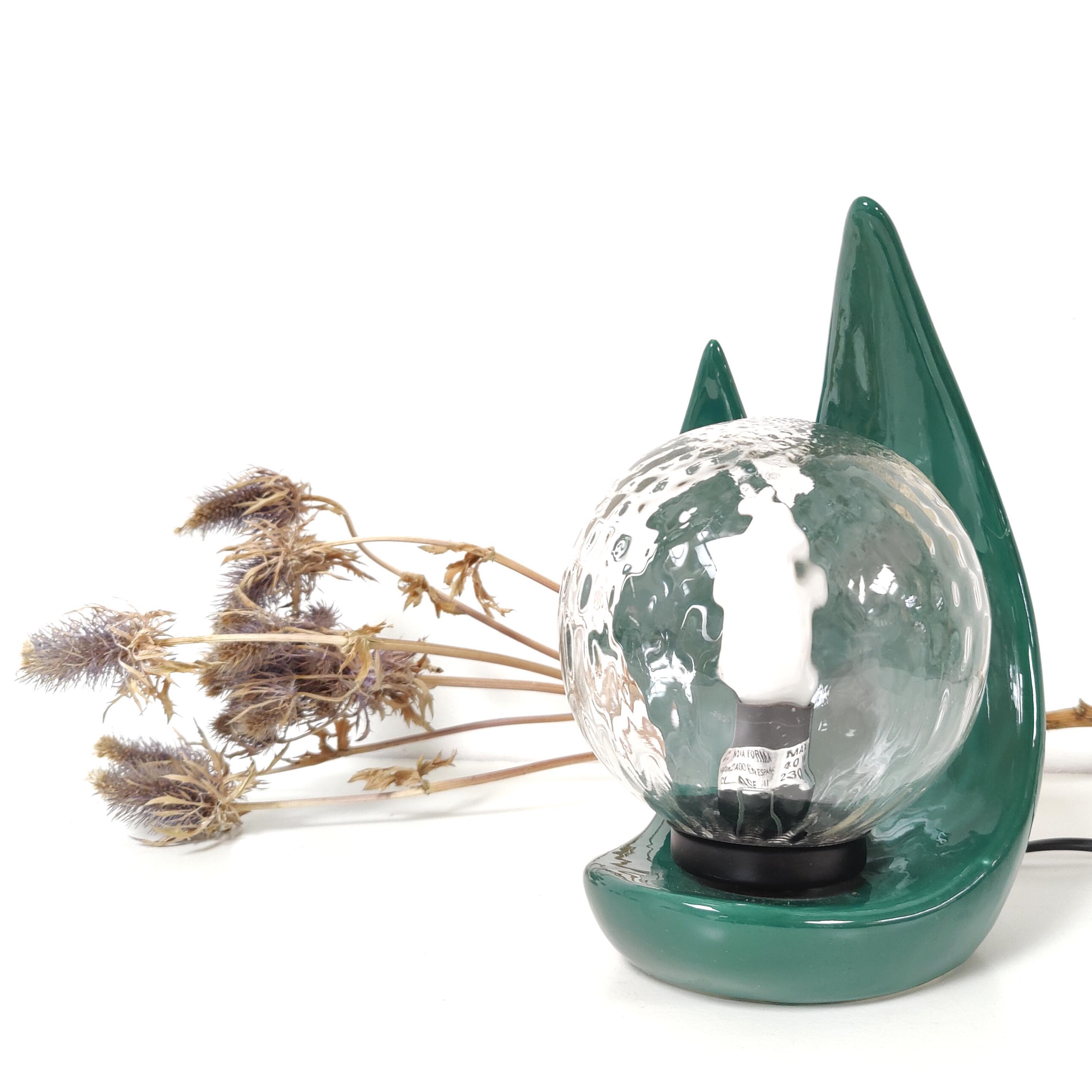 Lamp shape wave shell ceramic green glass globe