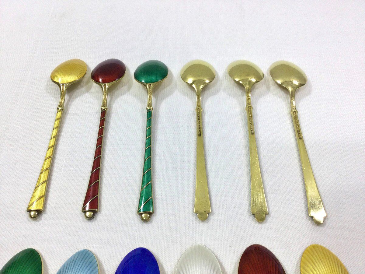 Denmark - Enamelled Moka Vermeil Spoons