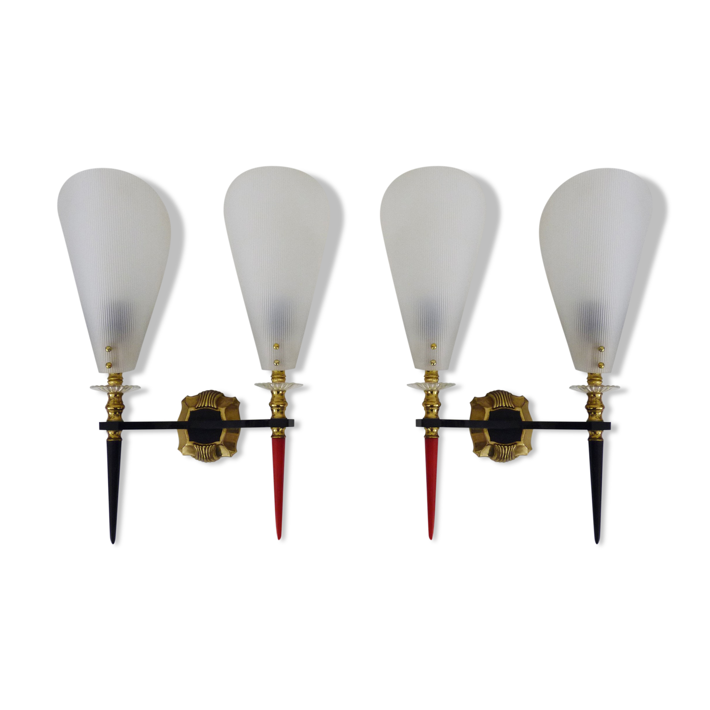 Pair of vintage Rockabilly double wall lamps