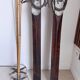 Antique wooden skis with vintage poles