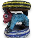 Zoomorphic beaded coffee table stool