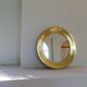 Modern round brass mirror from the mid-century by Glasmäster in Markaryd, Sweden, 1960s.