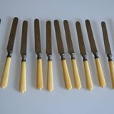 11 antique 19th-century table knives with ivory-colored monogram handles