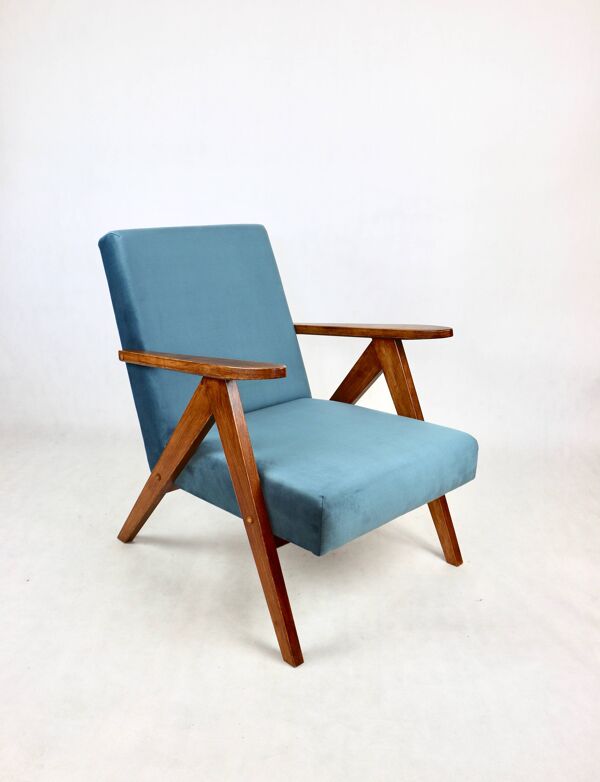 Fauteuil B-310 VAR en velours bleu mer - 2 pièces disponibles