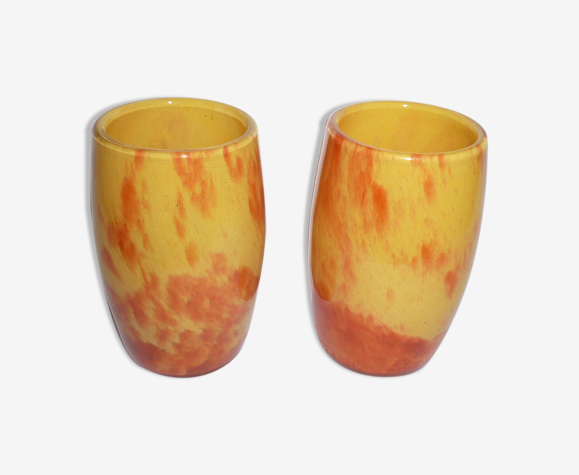 Paire de petits vases pâte de verre signée Daum Nancy France