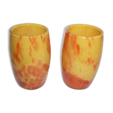 Paire de petits vases pâte de verre signée Daum Nancy France