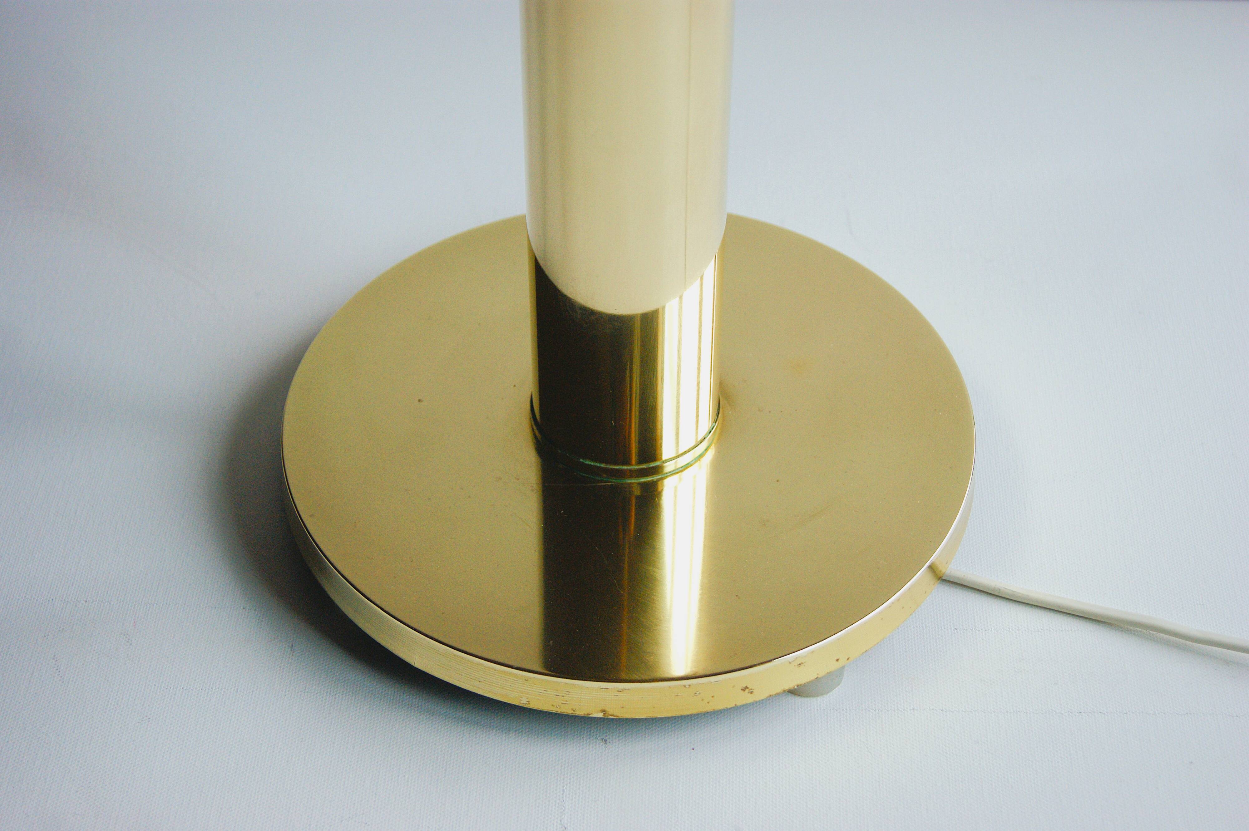 Giant vintage brass table lamp in cylindrical column design. Denmark 1960s