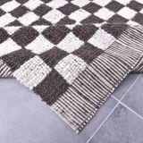 9x11 Brown & White Checkered Moroccan Rug, 269x349Cm