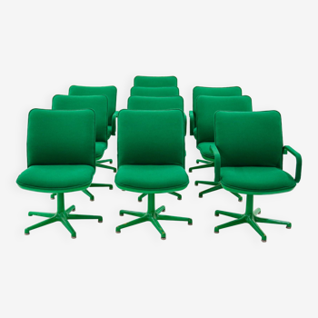 Set of green Artifort armchairs, design by Geoffrey Harcourt