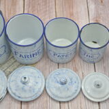 Set of 5 spice pots in enamelled sheet metal