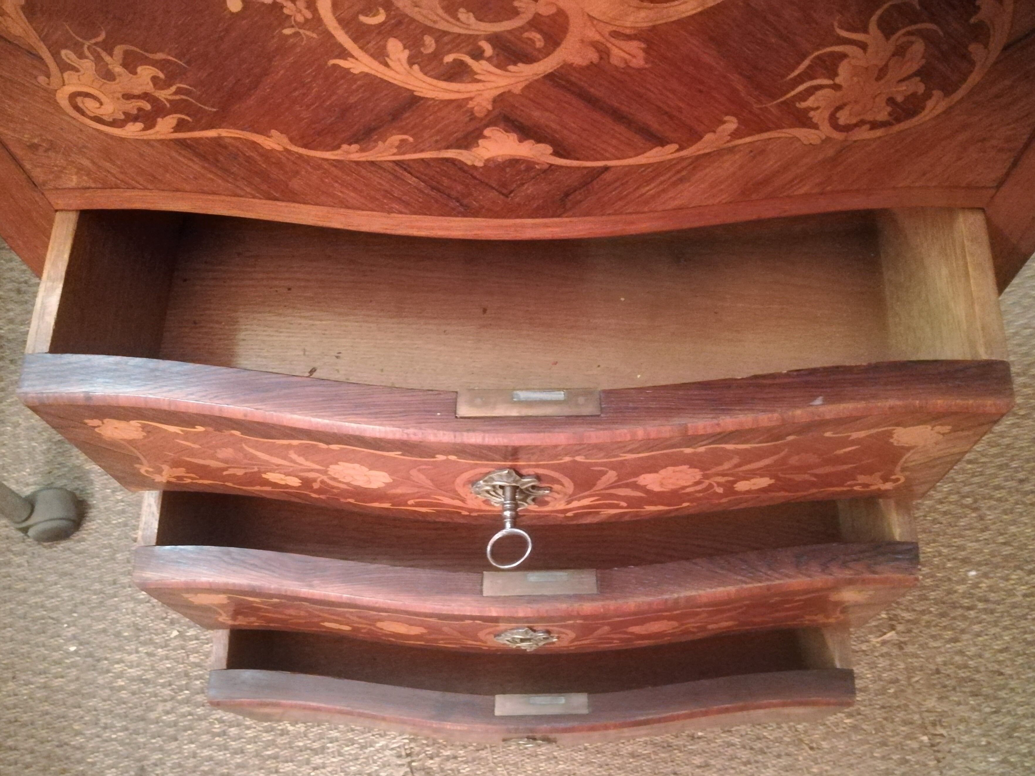 19th-century secretary in marquetry and marble