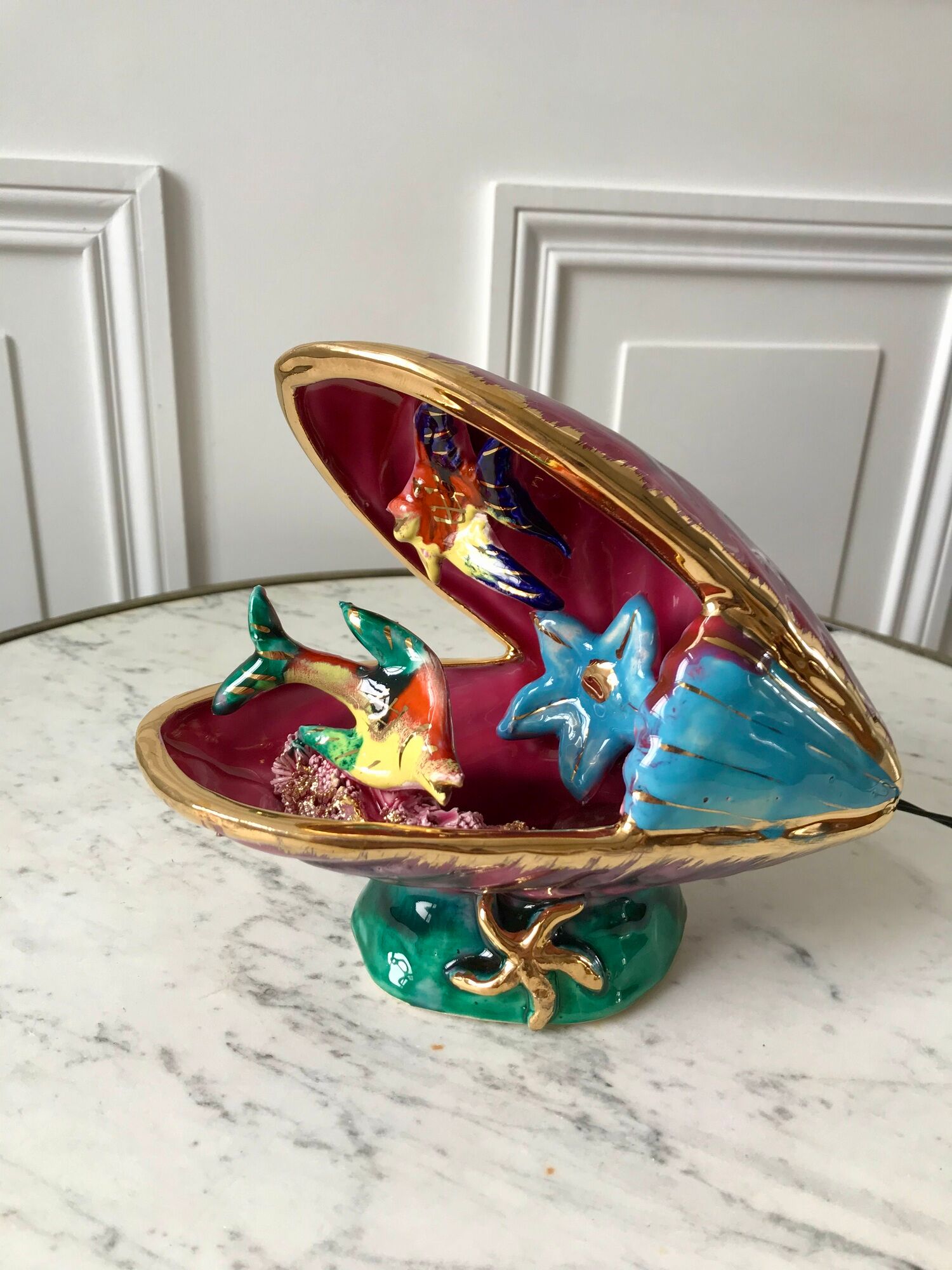 Ceramic table lamp vallauris model "moule" 70s