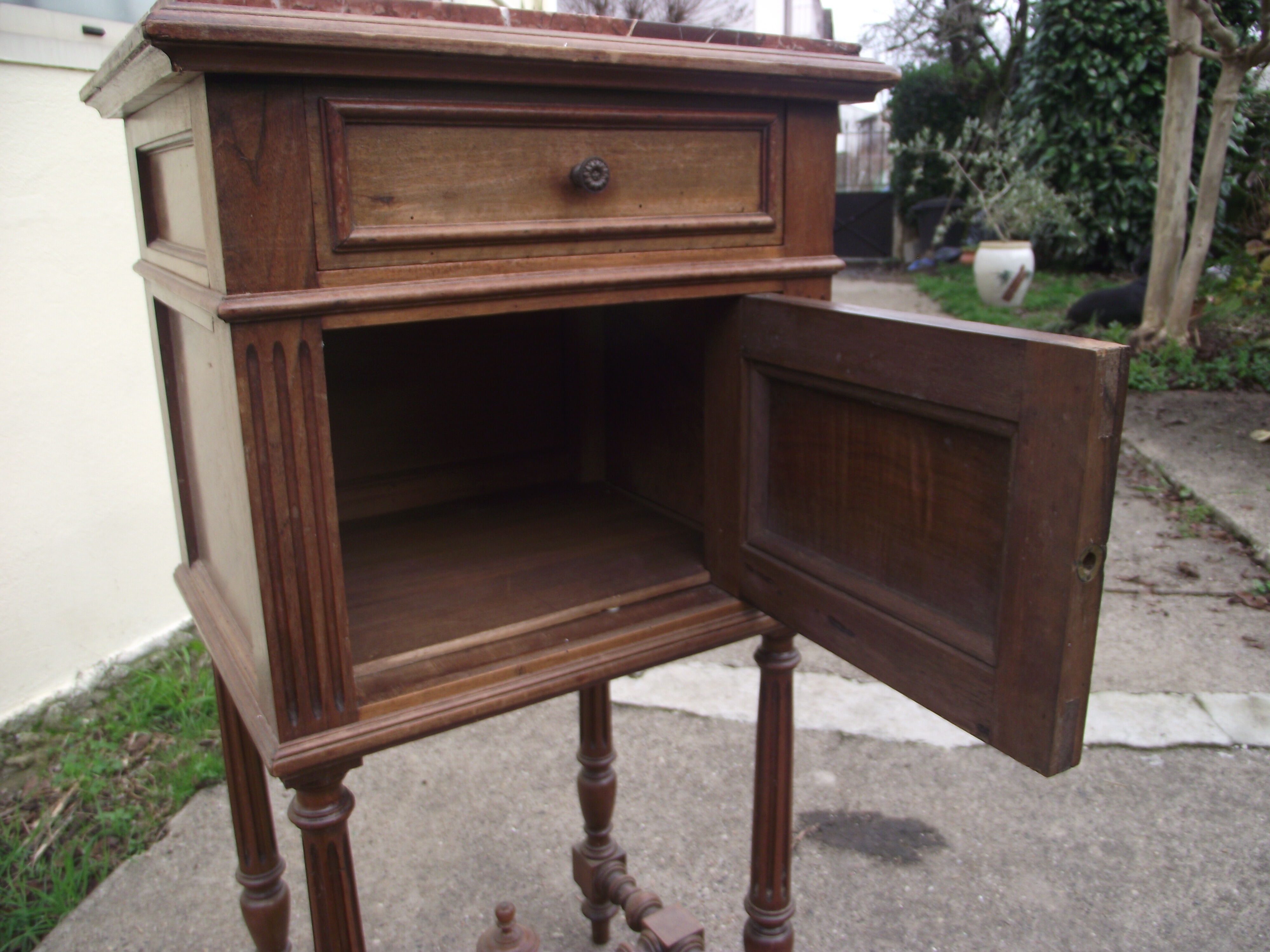 Nightstand Louis XVI style Walnut beginning 20 eme
