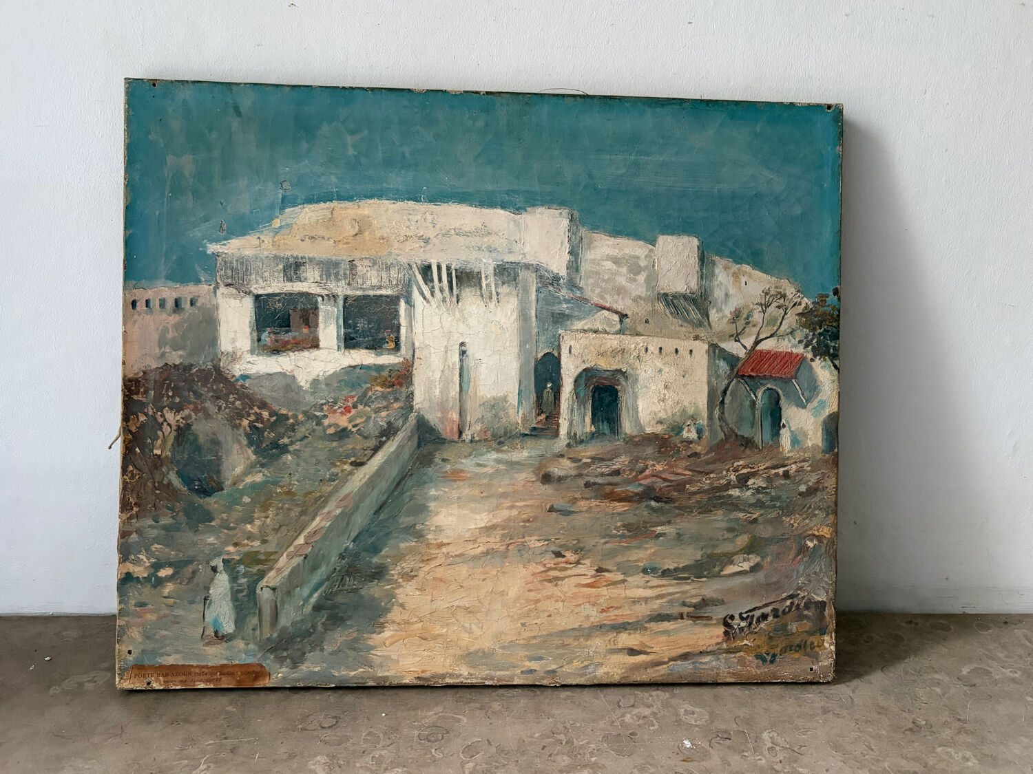 Bab-Azoun Gate, Algiers, oil on canvas signed