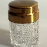 Boîte à cigarettes élégante des années 1960 en verre de cristal avec un couvercle en laiton, vintage
