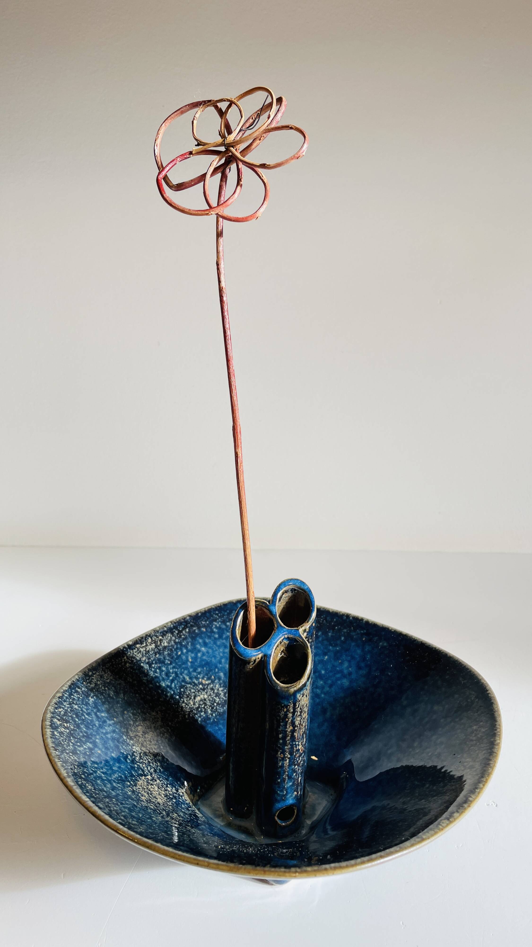 Vase céramique bleue vintage